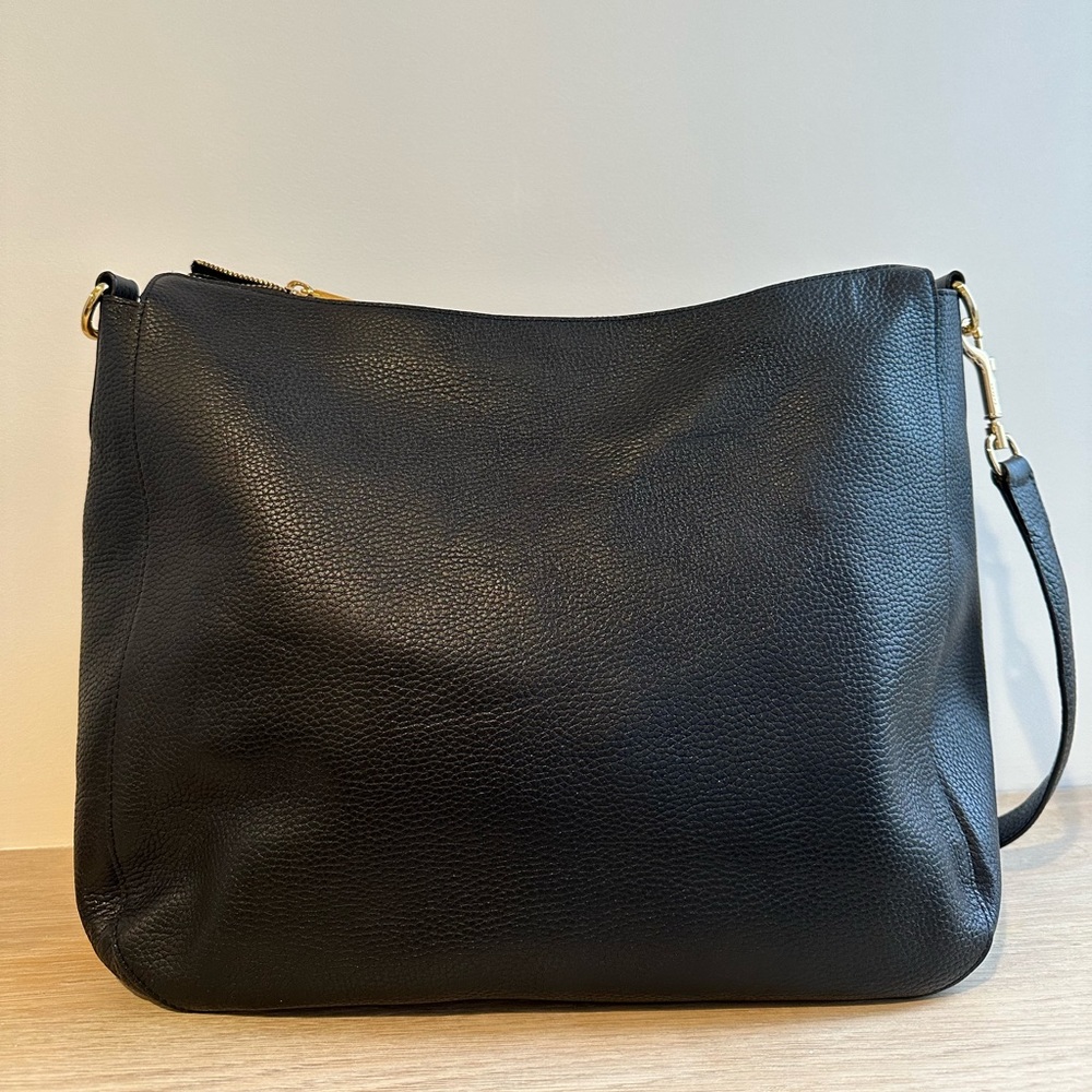 Cuyana Black Leather Zip Top Bag (fits laptop!)